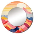 thumbnail image 2 of Designart "Realm of Sunrise Among the Mountains I" Mountains Round Mirror Wall Decor Traditional - Large Multicolor Round Bathroom Mirror - Round Mirror - 29" x 29", 2 of 6