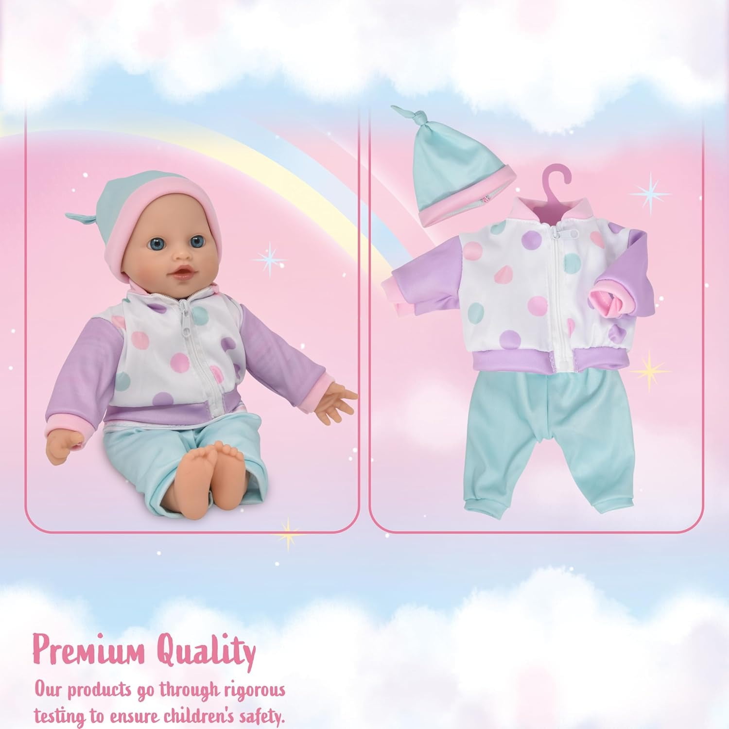 Gift Boutique 12-Inch Soft Body Baby Doll with Clothes, Backpack Carrier & Accessories for Toddlers and Kids