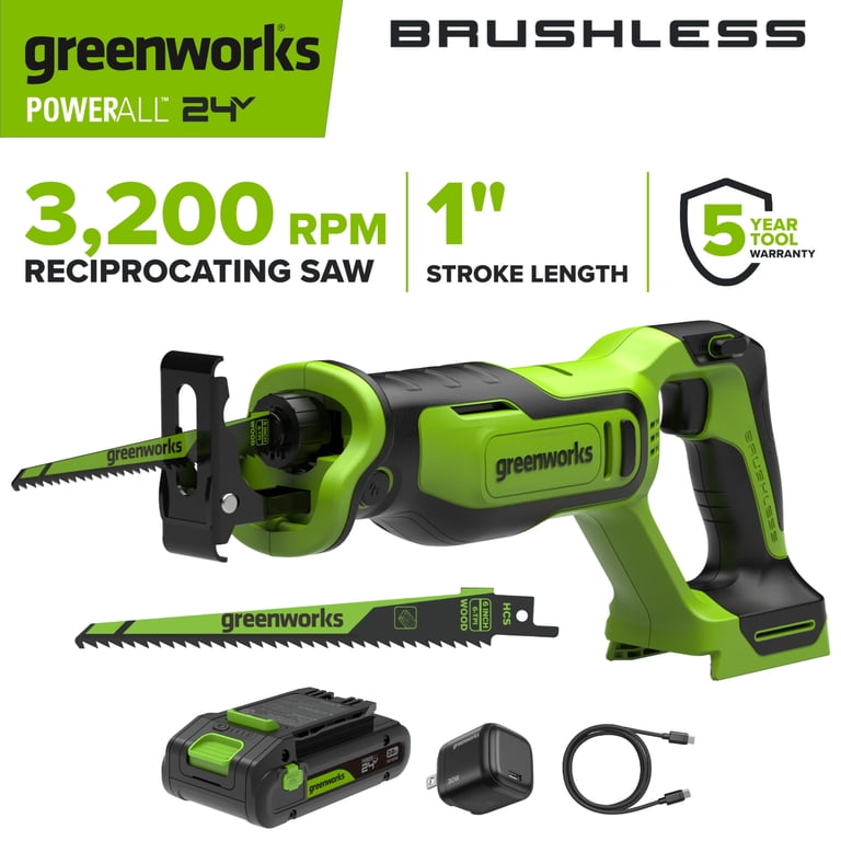 Greenworks PowerAll 24V Reciprocating Saw, 2.0 Ah Kit photo 1