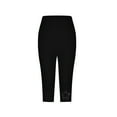 thumbnail image 4 of Capris for Women High Waisted Rhinestone Leggings Stretch Comfy Compression Workout Capri Pants, 4 of 4