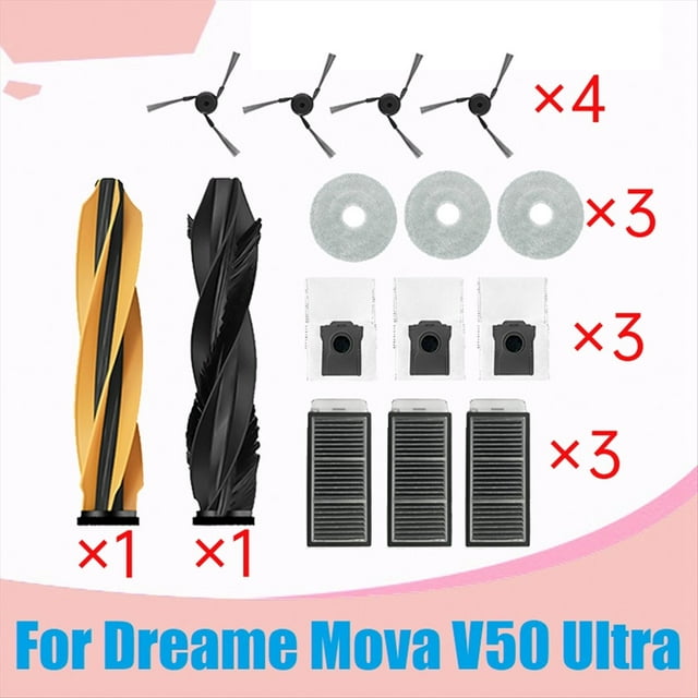 Kit de Piezas para V50 Ultra Aspiradora con Rodillo Principal, Cepillo Lateral, Filtro HEPA, Mopa, Bolsa para Polvo y Paño.