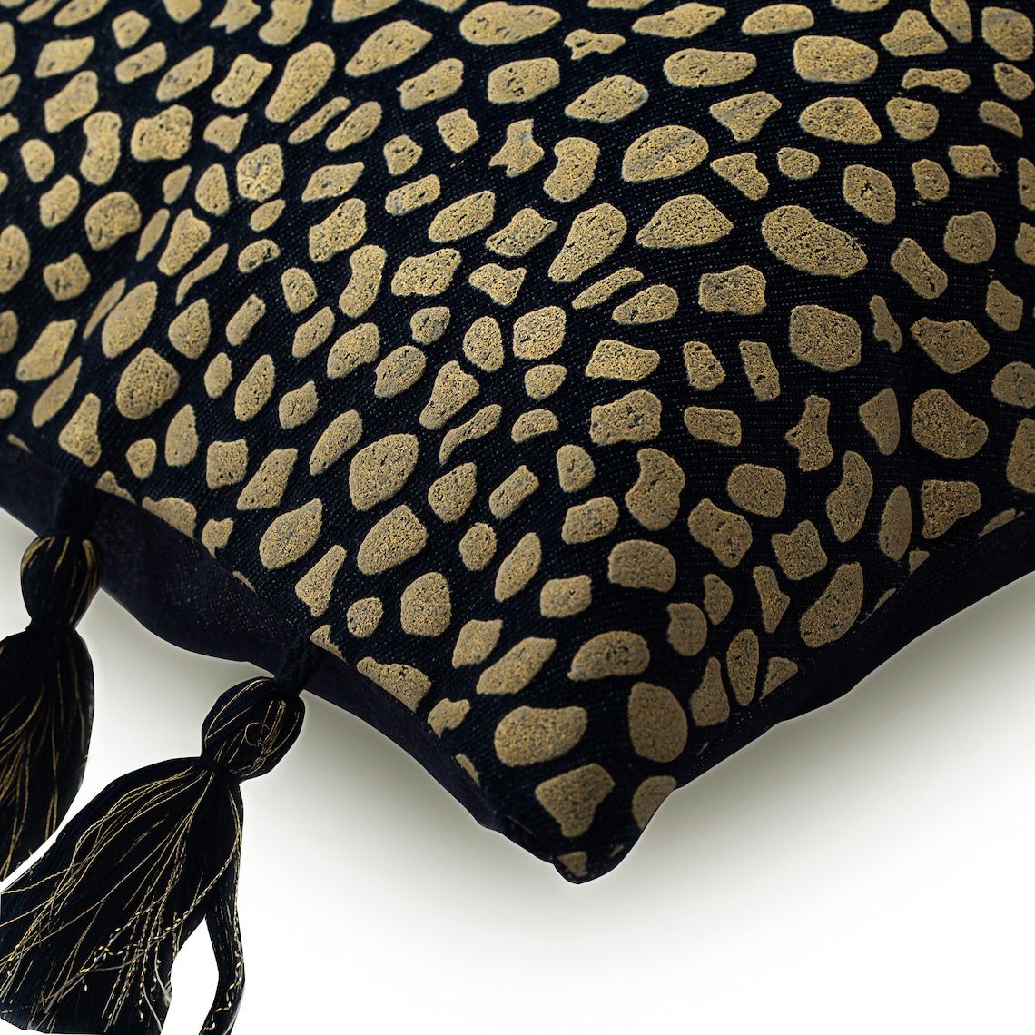 Decorative Oblong / Lumbar Throw Pillow Covers Accent Pillows Couch Sofa Pillow Case 12x18 inch (30x45 cm) Blue Denim Gold Printed Spots - Leopard Gold