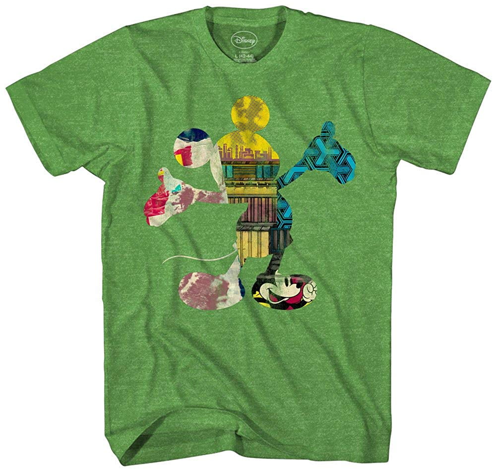 Disney Men's Mickey Mouse Fill Me In Design T-Shirt (Green, Medium ...