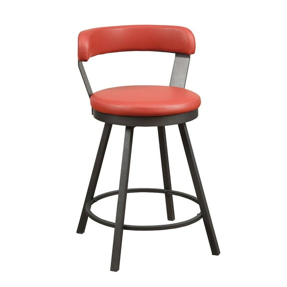Lexicon Appert Metal Swivel Counter Height Chair in Red (Set of 2)