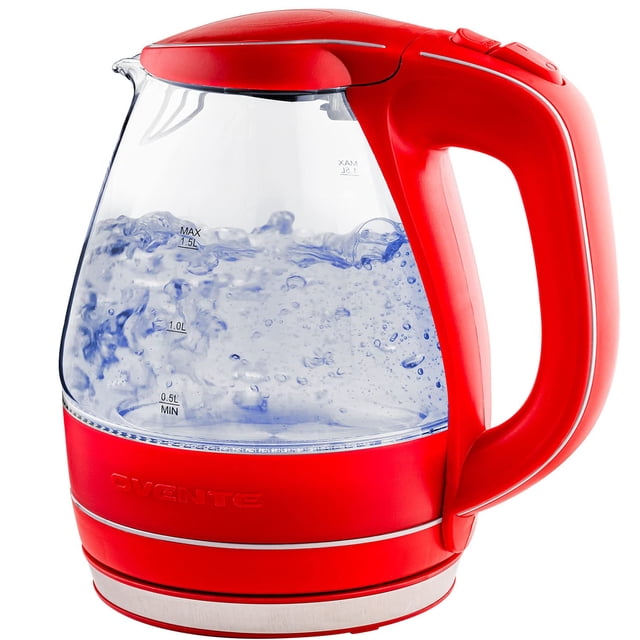 Electric Kettle OVENTE KG83R 1.5L Borosilicate Glass Red 1100W