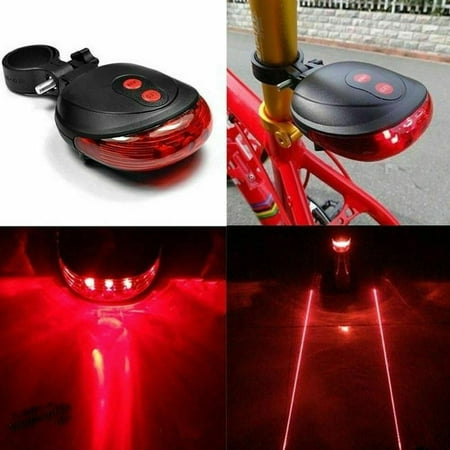 2 Laser+ 5 LED Cycling Bicycle Bike Tail Flashing Lamp Light Rear Safety