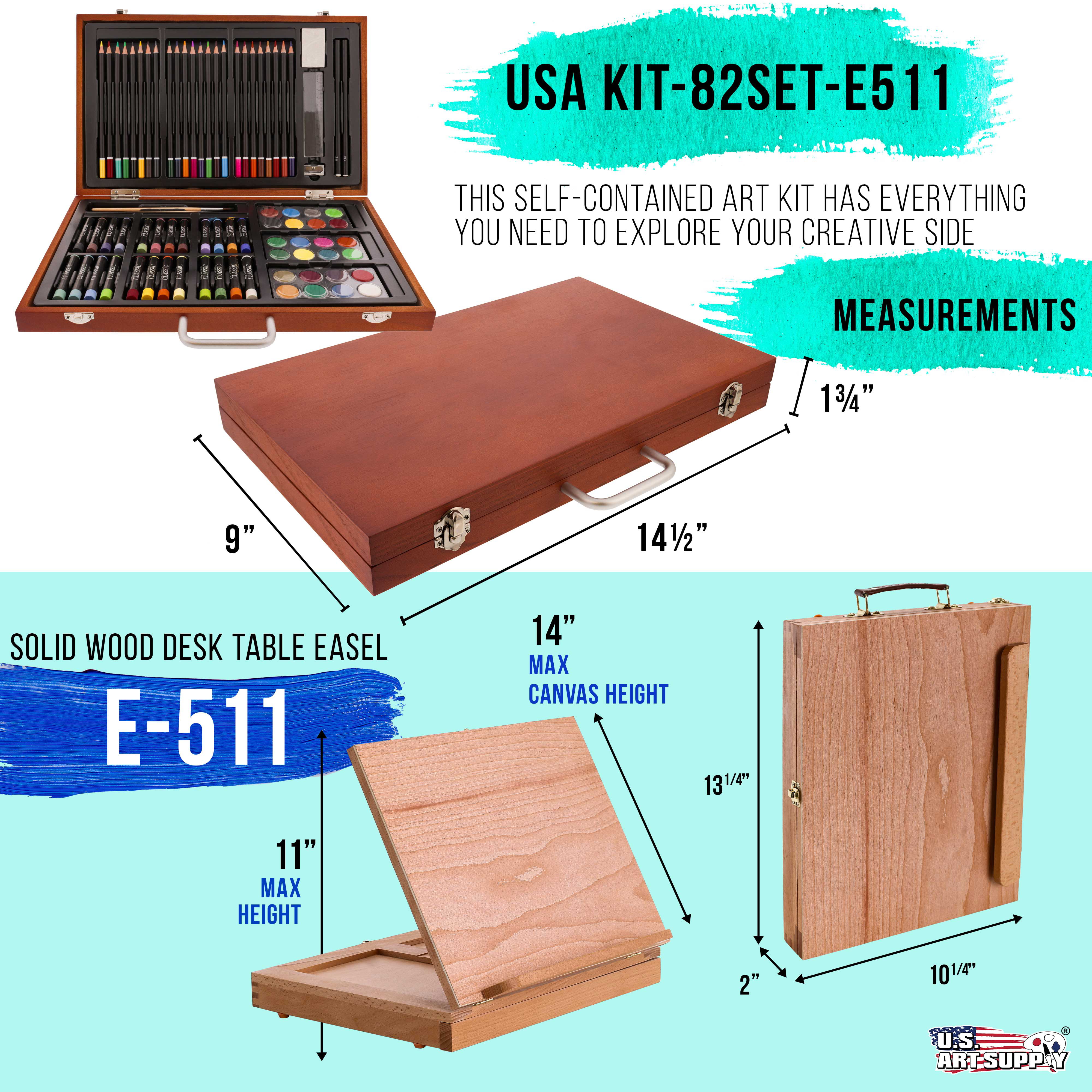 Art Supplies Painting Set 19PCS Wooden Desktop Easel - China Drawing Set,  Art Kit