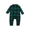 thumbnail image 6 of VNKIDY Infant Christmas Family Matching Green Plaid Romper Long Sleeve Lapel Jumpsuit With Button Details For Home Relaxing Holiday Onesie, 6 of 8