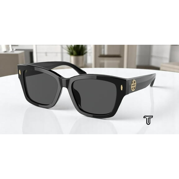 Tory Burch TY 7167U Plastic Womens Rectangle Sunglasses Black 53mm Adult