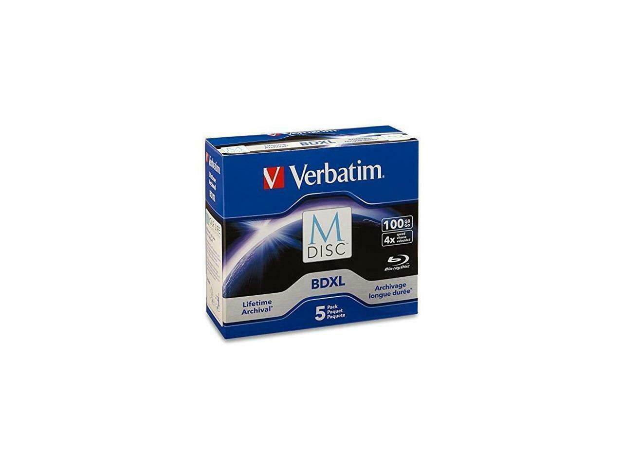 Verbatim M Disc BDXL 100GB 4X 5 Pack Jewel Case 98913
