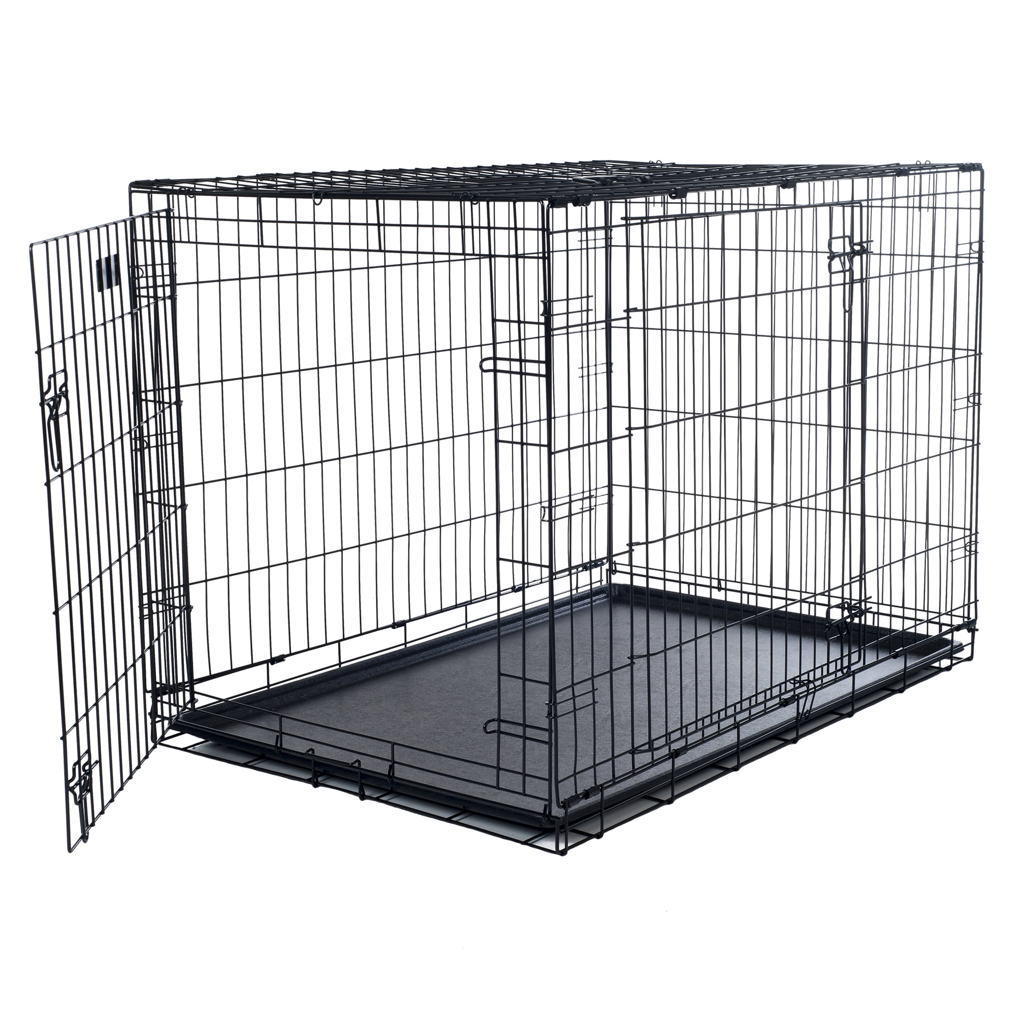 Petmaker Double Door Dog Crate, Black, Small, 30"L