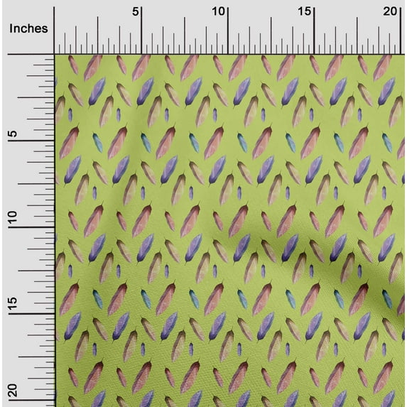 oneOone Viscose Jersey Lime Fabric Feather Feather Dress Material Fabric Print Fabric By The Yard 60 Inch Wide