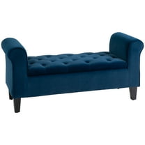 CoSoTower Button-Tufted Storage Ottoman Bench, Upholstered Bench with Rolled Armrests for Living Room or Hallway, Blue