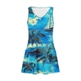 thumbnail image 5 of Dvprdro Robe Débardeur d'Été pour Femmes Mode Imprimé Floral Col en V Sans Manches Fluide Ligne Décontractée Ample Plage Soleil Mini Robe avec Poches, 5 of 5