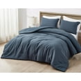 thumbnail image 2 of Chezmoi Collection Cliff 3-Piece Lightweight Cooling Comforter Set, Queen- Rayon Derived from Bamboo & Polyester Blended, Soft Breathable Bedding for Hot Sleepers, Steel Blue, 2 of 9