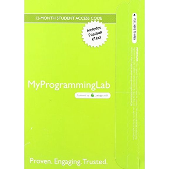Pre-Owned MyLab Programming with Pearson eText -- Access Card -- for Starting Out with Java: From Control Structures through Objects (MyProgrammingLab (Access Codes)) Paperback