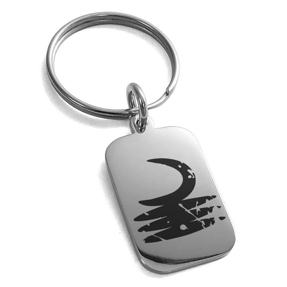 Stainless Steel Ancient Tribal Vigilance Rune Engraved Small Rectangle Dog Tag Charm Keychain Keyring