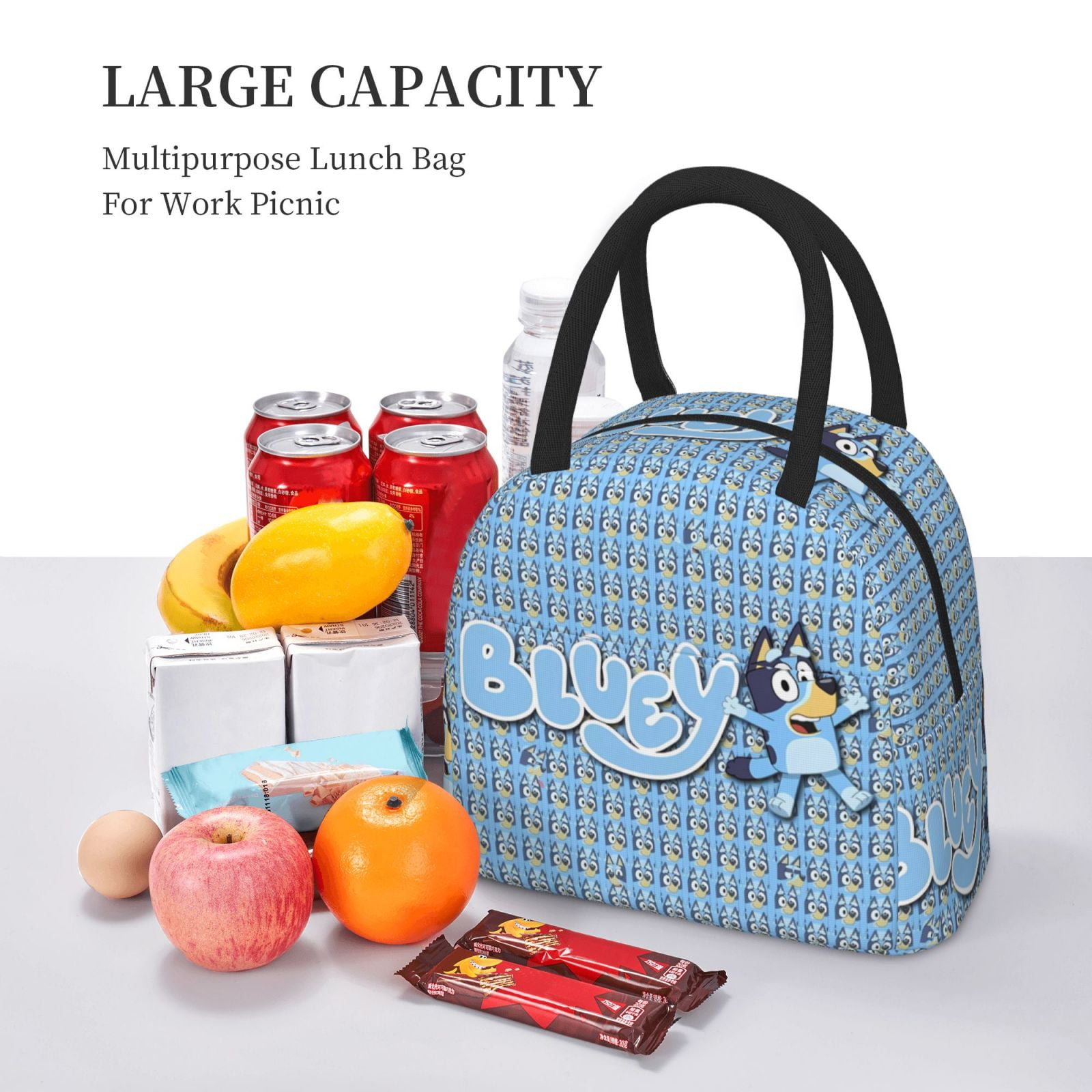 Masiiu Bluey Print Lunch Bag Large Capacity, Insulated Lunch Bag for Work, School, Picnic-One Size
