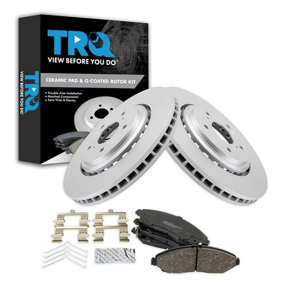 TRQ Front Brake Pad & Rotor Kit Brake Pads Brake Rotor Ceramic Premium G-Coated Fits Select 2014-2016 Acura MDX