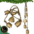 thumbnail image 2 of Vintage Rustic Metal Hanging Cowbells – Set of 5 Handmade Bells on Jute Rope, Farmhouse Christmas Wall Decor, 2 of 7