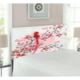 thumbnail image 2 of Japanese Headboard, Mythical Long Lived Phoenix Bird on Floral Sakura Branch Looking Back Art, Upholstered Decorative Metal Bed Headboard with Memory Foam, Twin Size, Pink, by Ambesonne, 2 of 4