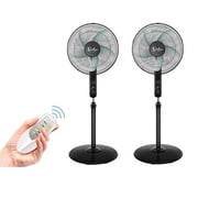 Simple Deluxe Oscillating 16? Adjustable 3 Speed Pedestal Stand Fan with Remote Control for Indoor, Bedroom, Living Room, Home Office & College Dorm Use, 2 Pack, black