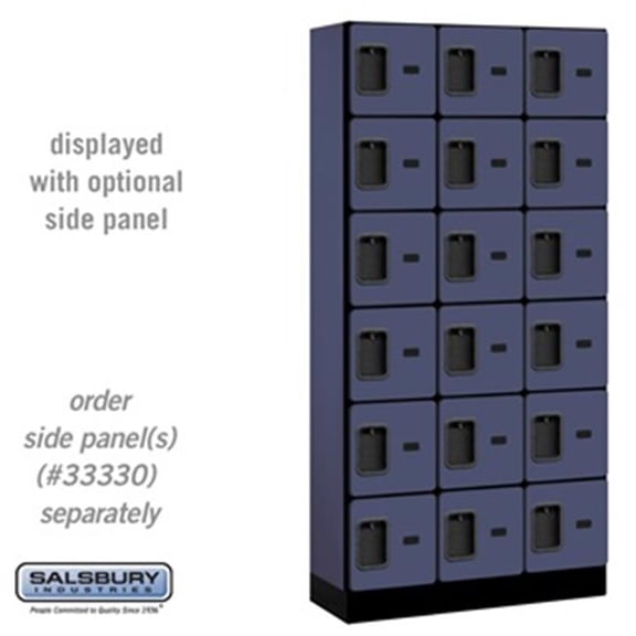 12" Wide Six Tier Box Style Designer Wood Locker - 3 Wide - 6 Feet High - 15 Inches Deep - Blue