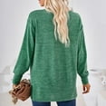 thumbnail image 2 of Women Long Sleeve Shirt V Neck Pure Color Casual Loose Women Long Sleeve T Shirt Undershirt for Home Party Work Green XL, 2 of 6