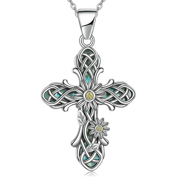 Religious Cross Pendant Necklace Sterling Silver Origami Cross Pendant Gifts for Women Men Jewelry