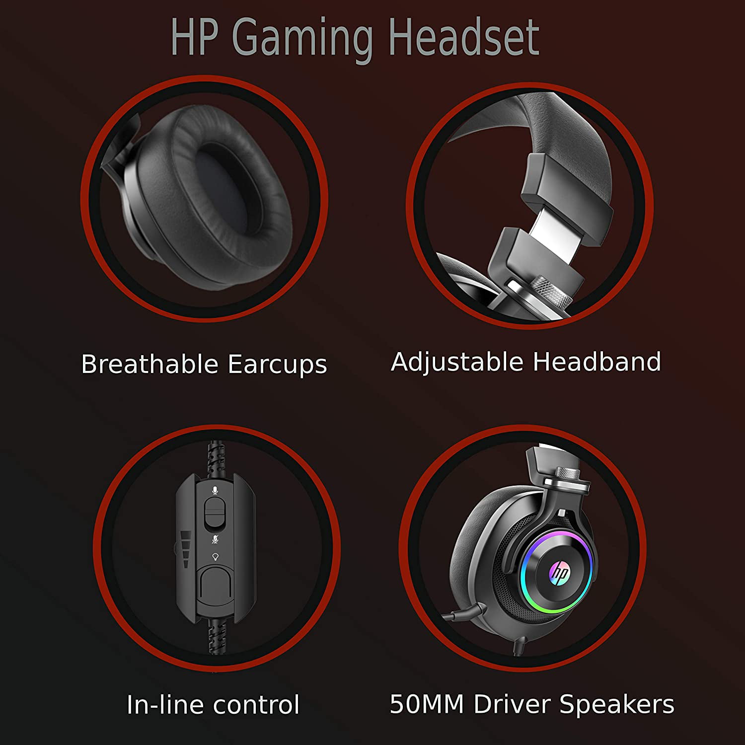 HP Auriculares para juegos con micrófono con cable sobre la oreja  auriculares para juegos con micrófono para PS4 PS5 Xbox One Nintendo Switch  PC