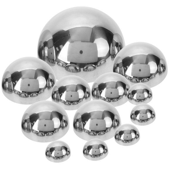 HOMEMAXS Silver Reflective Half Balls for Decoration Made of Durable Stainless Steel 12 Pieces