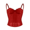 thumbnail image 5 of ManxiVoo Fashion Trendy Lace Mesh Corset Top Spaghetti Strap Clubwear for Evening Outfits and Special Occasions M Size Red, 5 of 5