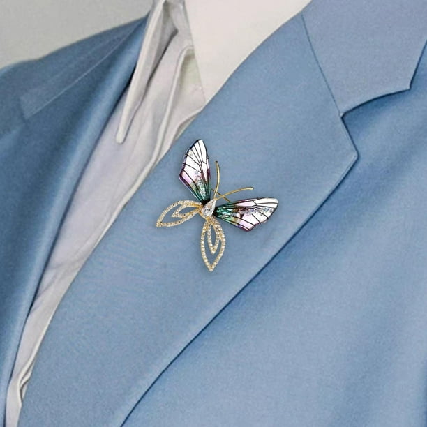 Broche de mariposa, broches de diamantes de imitación para decoración de mujer, broche de moda, insignia, Pin de solapa para abrigo, mochila, camisas Púrpura
