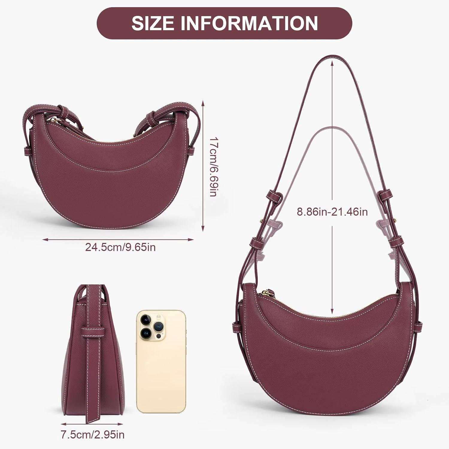 Saddle Bag for Women Shoulder Bag Crescent Purse Trendy Crossbody Bag Hobo Handbag