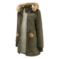 thumbnail image 3 of asdoklhq Womens Plus Size Tops Clearance,Women's Winter Mid-Length Fleece Detachable Hat Warm Jacket Cotton Coat, 3 of 9