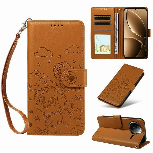 Funda Cartera GANGXUN con Diseño de Perrito en Relieve para Xiaomi POCO F7 Ultra , Protección 360° con Ranuras y Correa Desmontable