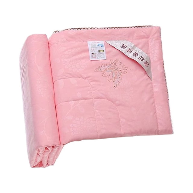 QualitChoice Couette d'Été Portable Couleur Unie Réutilisable Imprimé Climatisation Respirant Chaud Accessoires de Literie Brossés Rose Rose