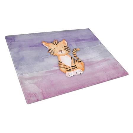 

Caroline s Treasures Tiger Cub Watercolor Glass Cutting Board Large