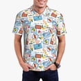 thumbnail image 3 of Balery Summer Stamp Printed Men’s Short Sleeve Polo Shirt, Midweight Men's Shirt,Golf Polo shirts -3X-Large, 3 of 9
