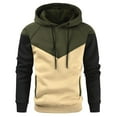 thumbnail image 2 of Mens Hoodies Pullover 2025 Fall Winter Long Sleeve Color Block Lined Hoodie with Pockets Hooded Sweatshirt, 2 of 7