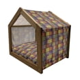 thumbnail image 2 of Colorful Pet House, Stitch-Like Digital Mix Motifs Pattern with Inner Triangle Round Shapes Image, Outdoor & Indoor Portable Dog Kennel with Pillow and Cover, 5 Sizes, Multicolor, by Ambesonne, 2 of 5