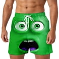 thumbnail image 3 of ibiyuan Men Swim Trunks 5 Inch Funny Cartoon Face Print Quickdry Running Board Shorts Drawstring Waist Mens Bathing Suits Surf Swimwear, 3 of 5