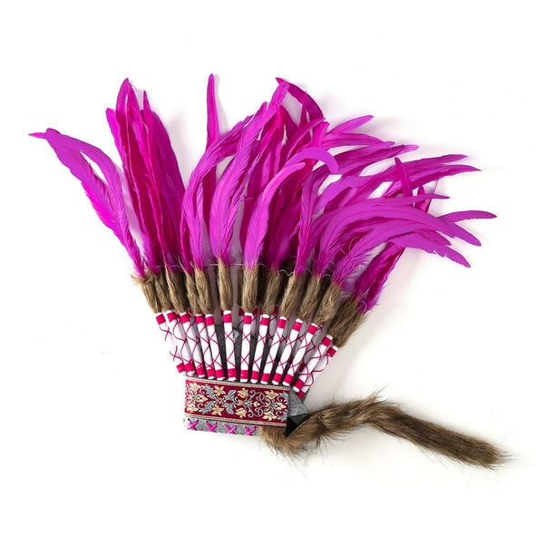 Tocado de plumas de jefe indio americano para disfraz de fiesta de cosplay Púrpura