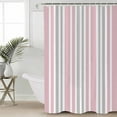 thumbnail image 2 of 72x78 Inch Shower Curtain Pink Grey Stripe Bathroom Decor Waterproof Fabric Bathtub Bath Curtains Decorative Farmhouse Minimalist Striped Extra Long Shower Curtain Set with Hooks, 2 of 6