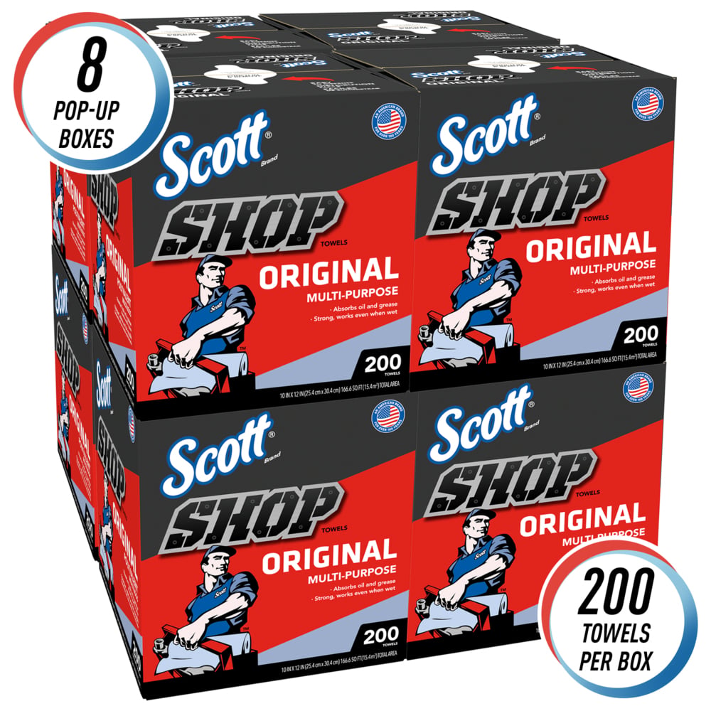 thumbnail image 2 of Kimbery Clark Scott Paper Shop Towel 75190 Scott; Cloth; Blue; 9 Inch Width X 12 Inch Length; Single Center-Pull Box Of 200, 2 of 5