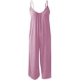 thumbnail image 5 of Women Solid Jumpsuit Pajamas Casual Sling Wide Leg Long Pants, 5 of 6
