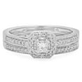 thumbnail image 3 of Dazzlingrock Collection 0.45 Carat (ctw) 14K Princess & Round White Diamond Halo Bridal Ring Set 1/2 CT, White Gold, Size 10, 3 of 4