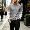 thumbnail image 2 of OIOLOYJM Men's Fake Two Piece T-Shirt Long Sleeve Crew Neck Casual Layered Tee Shirts Fashion Basic Athletic Work Pullover Light Gray XL, 2 of 5
