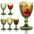 thumbnail image 2 of 6pcs Glass Goblet Vintage, 8.5oz Stemware Wine Glass Sets, Drinking Glasses Retro Embossed Footed Glassware Wine Goblet for Iced Beverage Wine Cocktail（Green）, 2 of 12