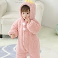 thumbnail image 4 of Dealovy Newborn Boys Girls Clothes Toddler Baby Fleece Onesie Footed Snowsuits Infant Jumpsuit Winter Hooded Romper, 4 of 8